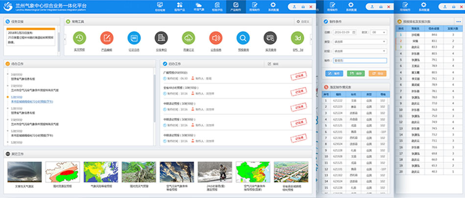 蘭州氣象中心一體化平臺界面設計