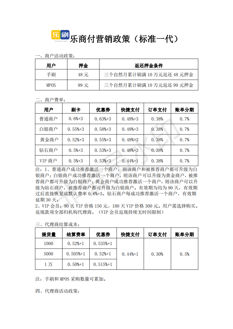 樂商付標準一級代理政策