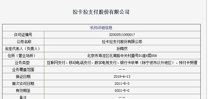 拉卡拉銀行卡收單業(yè)務(wù)范圍被縮減